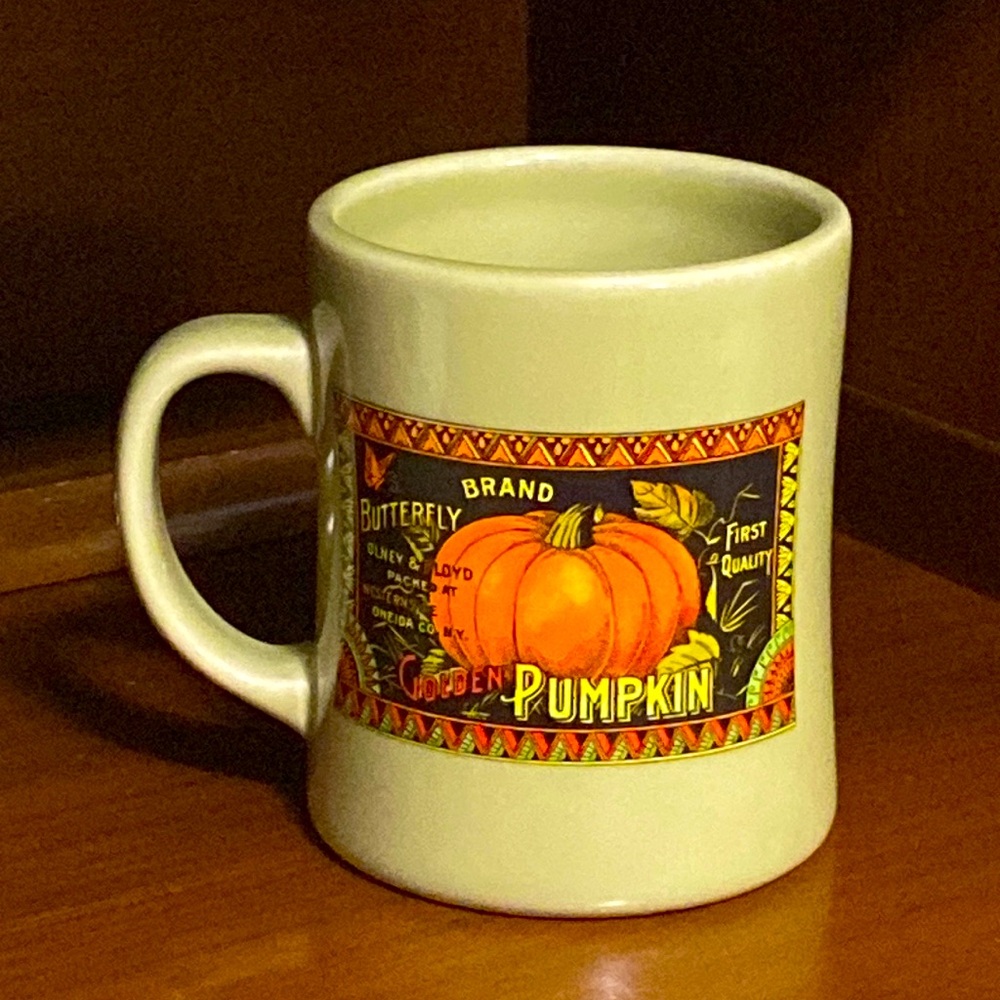 Starbucks Barista Vintage "Golden Pumpkin" Green Fall Theme 16 oz Coffee Mug